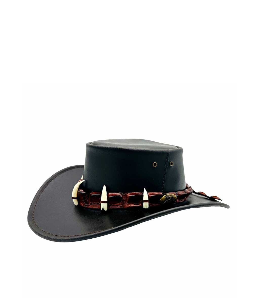 Jacaru Croc Hunter Leather Hat | Red Kado