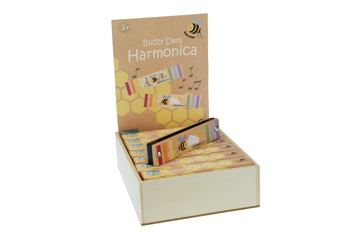 Buzzy Days Bee Wooden Harmonica Pack of 12
