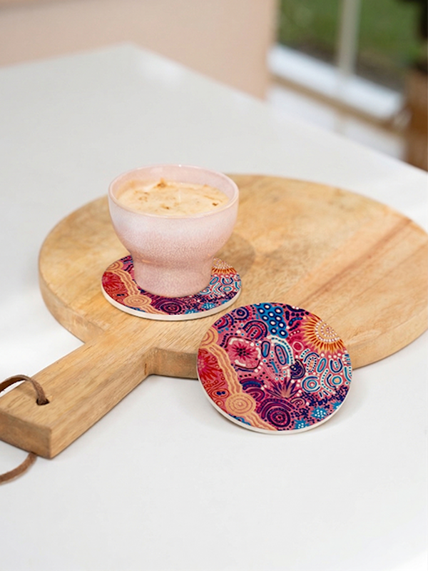 Aboriginal Women's Love Story Ceramic Coaster