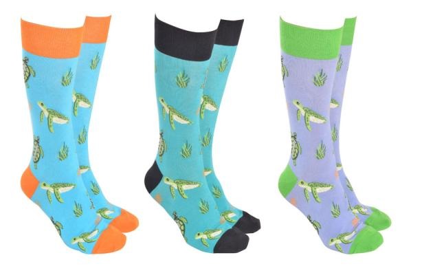 Sock Society Sea Turtle socks in three colourways