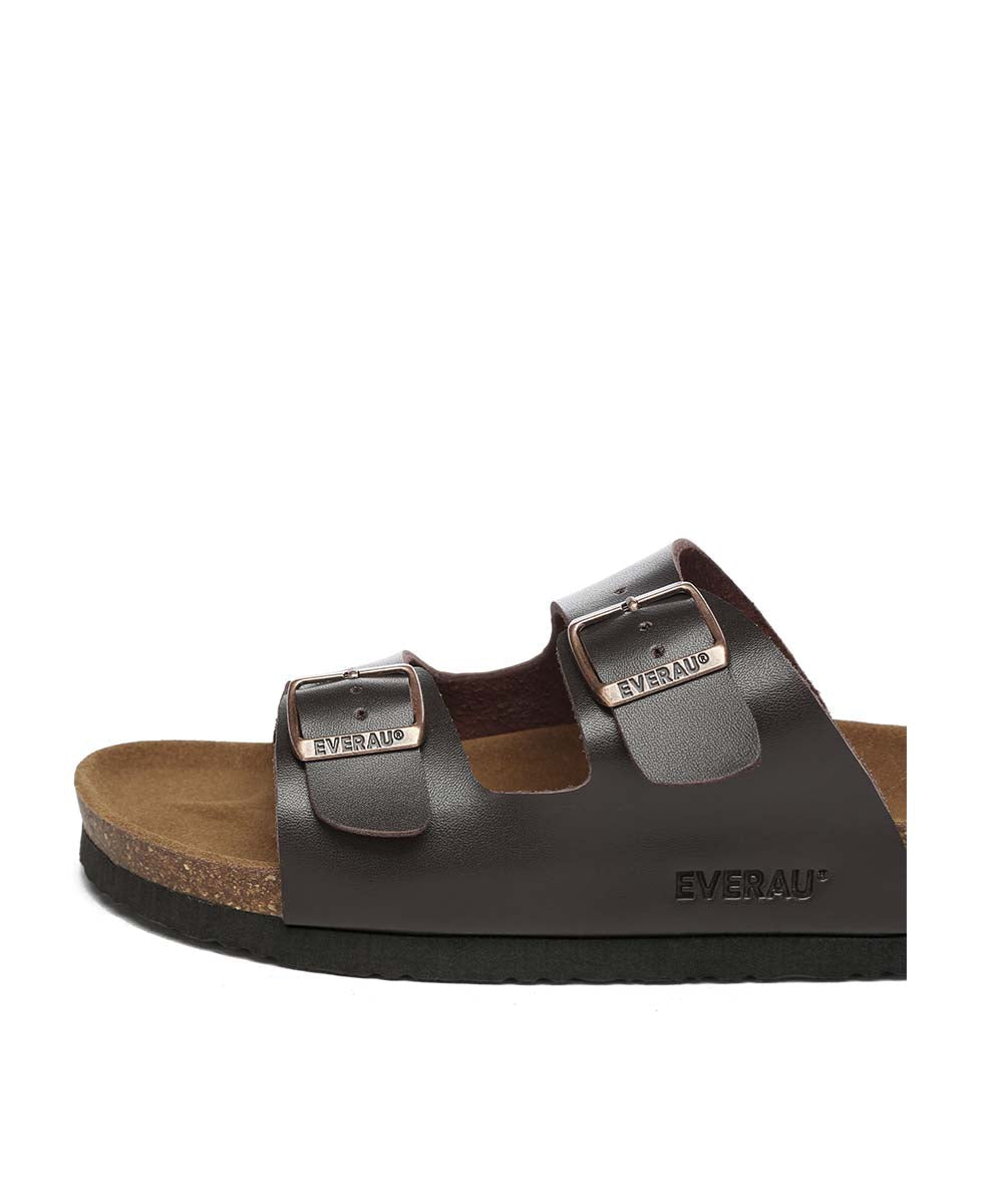 Men's Hampton Sandal in Chocolate - leather slide sandal