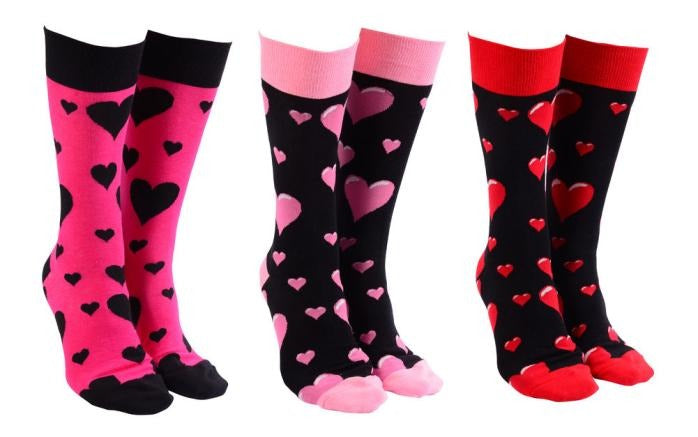 Sock Society Love Hearts socks in three colourways