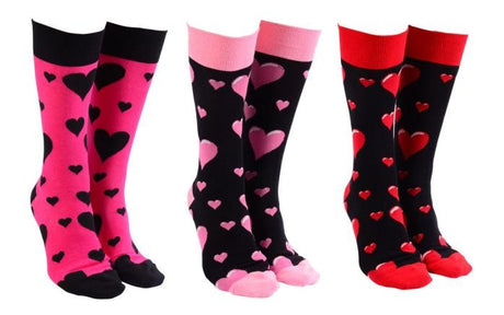 Sock Society Love Hearts socks in three colourways